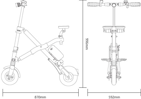 Airwheel E6 - wymiary rozłożony